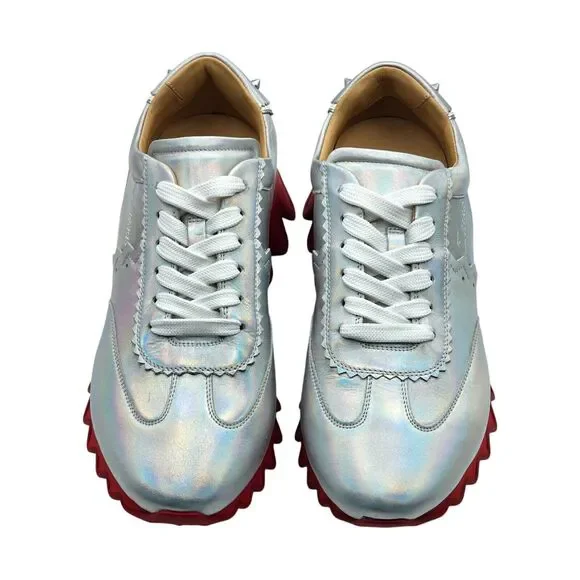 Christian Louboutin Loubishark Iridescent Sneakers - Laser Silver EU 39 / US 6